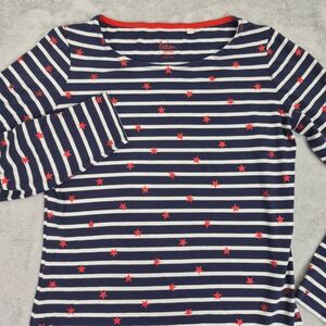 Boden 6 (S) USA Womens Patriotic Stripes Star 100% Cotton Long Sleeve Shirt Flag